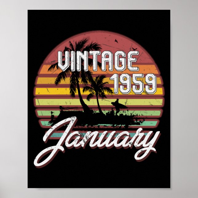 Geburtstagsgeschenke Retro Vintag Januar 1959 Poster (Vorne)
