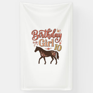 Geburtstagsgirl 10 Pferde Floral Vektor Design_1 Banner