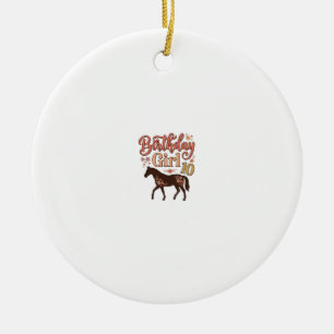 Geburtstagsgirl 10 Pferde Floral Vektor Design_1 Keramik Ornament
