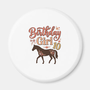 Geburtstagsgirl 10 Pferde Floral Vektor Design_1 Magnet