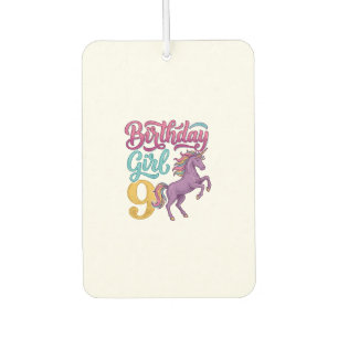 Geburtstagsgirl 9 Einhorn Vintage Gravur Design_1 Autolufterfrischer