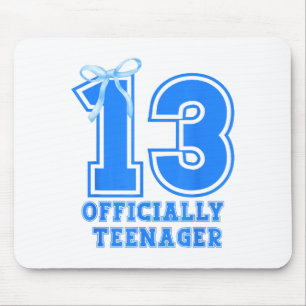Geburtstagsgirl Blau Kokette Schleife 13 Jahre Alt Mousepad
