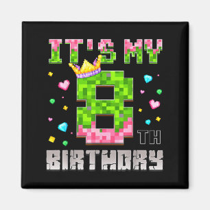 Geburtstagsgirl-Shirt 8. Geburtstag Videospiel Pix Magnet