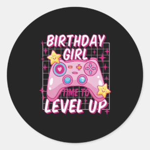 GeburtstagsGirl Time to Level Up Video Game Geburt Runder Aufkleber