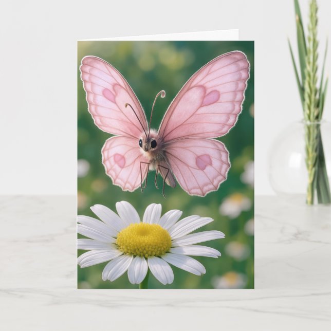 Geburtstagsgirly Rosa Schmetterling Karte (Vorderseite)