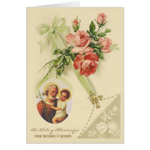 Geburtstagsglückwünsche Jesus St. Joseph Vintage-B