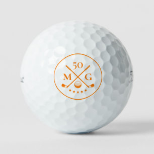Geburtstagsgolf 40. 50. 60. Monogramm Orange Golfball