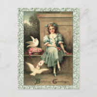 Geburtstagsgruß Girl & Doves