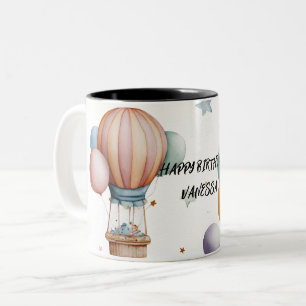 Geburtstagsgruß-Tasse – Farbige Ballon-Kunst Zweifarbige Tasse