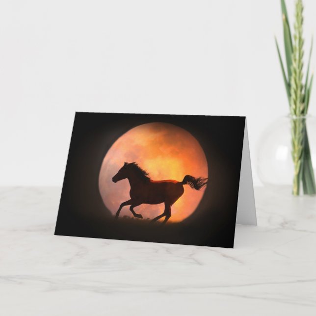 Geburtstagsgruß von Pferd und Mond Karte (Vorderseite)