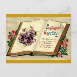 Geburtstagsgrüße Blumenbuch Vintage 1912 Postkarte
