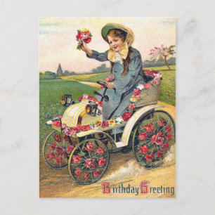 Geburtstagsgrüße im Vintage-Stil Postkarte