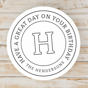 Geburtstagsgrüßen Chic Modern Family Monogram Runder Aufkleber