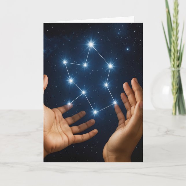 Geburtstagshands Holding Star Constellation Karte (Vorderseite)