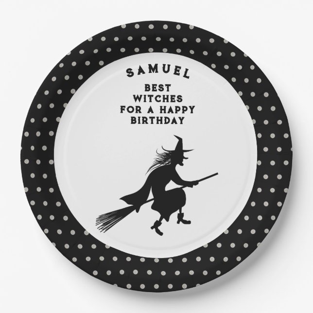 Geburtstagshexe der Kinder Pappteller (Vorderseite)