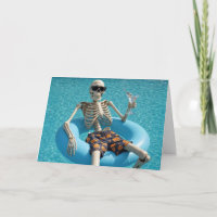 Geburtstagshumor Skelett in einem Schwimmbad
