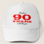 Geburtstagshut für 90 Jahre| Persönliches Alter Truckerkappe<br><div class="desc">Geburtstagshut für 90 Jahre| Persönliches Alter. 90. Geburtstagshut| Persönliches Alter. Ich brauchte 90 Jahre,  um so gut auszusehen.</div>