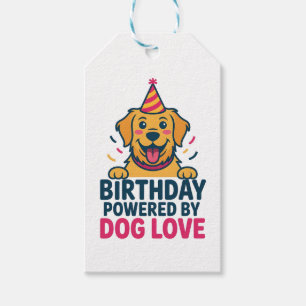 Geburtstagsillustration mit Hunde-Liebe Geschenkanhänger