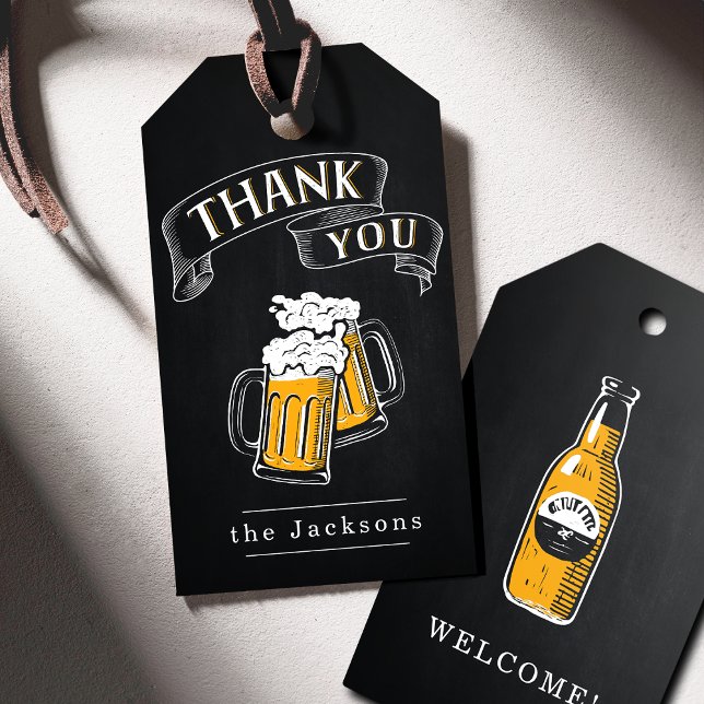Geburtstagsjubiläum Danke Geschenkanhänger (Cheers And Beers Birthday Thank You Gift Tags)