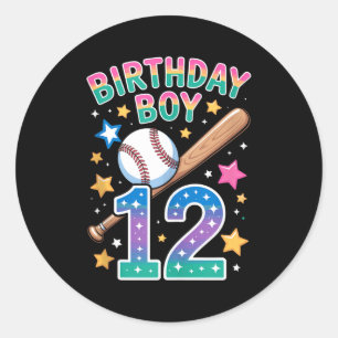 Geburtstagsjunge 12. Geburtstag Baseball Tank Top Runder Aufkleber