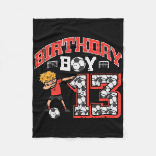 Geburtstagsjunge 13 Fußball Dab 13 Jahre alte Bday Fleecedecke