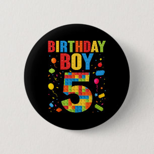 Geburtstagsjunge 5 Jahre alte Bausteine 5. Geburts Button