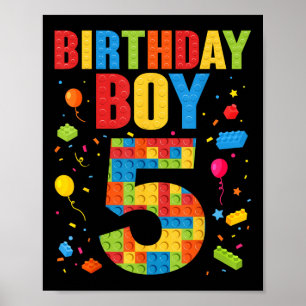 Geburtstagsjunge 5 Jahre alte Bausteine 5. Geburts Poster