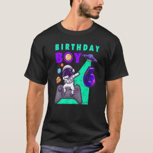 Geburtstagsjunge 6 Gamer Dabbing Astronaut 6 Jahre T-Shirt