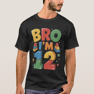 Geburtstagsjunge Bruder Iu2019m 12 Jahre Baustein T-Shirt