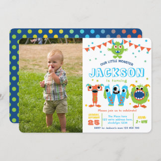 Geburtstagsjunge, kleines Monster Geburtstags-Foto Einladung
