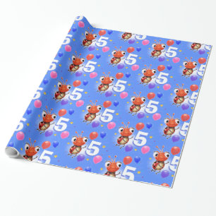 Geburtstagsjunge oder Mädchen 5 Jahre Ladybug Pack Geschenkpapier