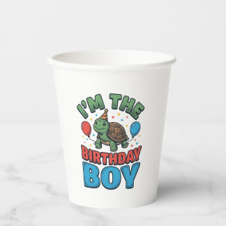 Geburtstagsjunge-Schildkröte Vintage-Party-Shirt-D Pappbecher