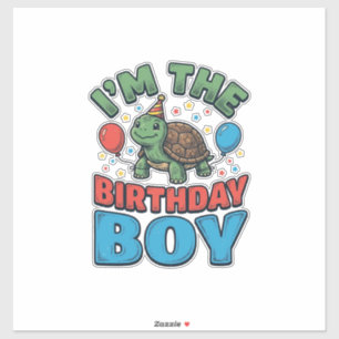 Geburtstagsjungen-Schildkröte Vintage-Party-Shirt- Aufkleber