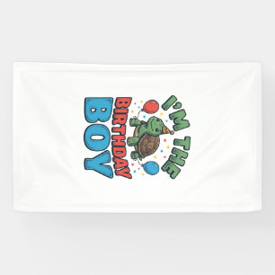 Geburtstagsjungen-Schildkröte Vintage-Party-Shirt- Banner