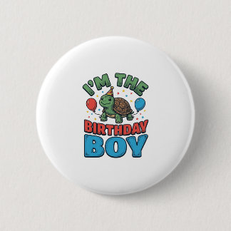 Geburtstagsjungen-Schildkröte Vintage-Party-Shirt- Button