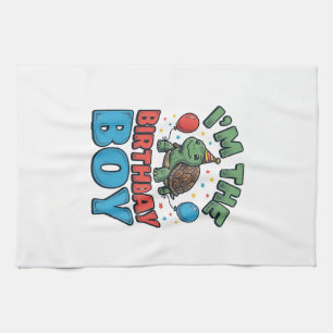 Geburtstagsjungen-Schildkröte Vintage-Party-Shirt- Geschirrtuch