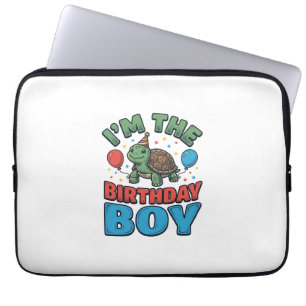 Geburtstagsjungen-Schildkröte Vintage-Party-Shirt- Laptopschutzhülle