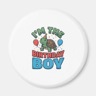 Geburtstagsjungen-Schildkröte Vintage-Party-Shirt- Magnet