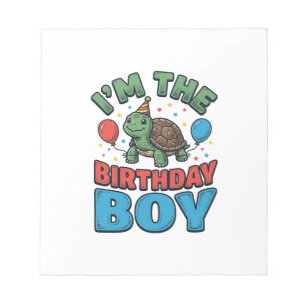 Geburtstagsjungen-Schildkröte Vintage-Party-Shirt- Notizblock