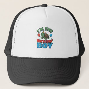 Geburtstagsjungen-Schildkröte Vintage-Party-Shirt- Truckerkappe
