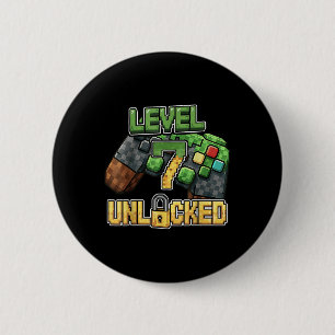 Geburtstagsjungen-Shirt Level 7 freigeschaltet 7. Button