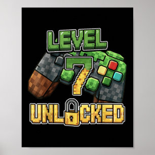 Geburtstagsjungen-Shirt Level 7 freigeschaltet 7. Poster