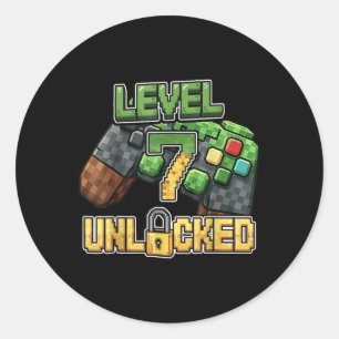 Geburtstagsjungen-Shirt Level 7 freigeschaltet 7. Runder Aufkleber
