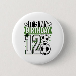 Geburtstagsjungen-Shirts 12 Fußball Es ist mein 12 Button