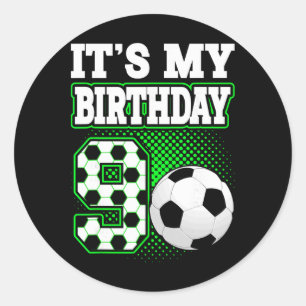 Geburtstagsjungen-Shirts 9 Fußball Es ist mein 9. Runder Aufkleber