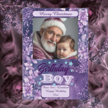 Geburtstagsjungen Weihnachten Lila Floral Aquarell