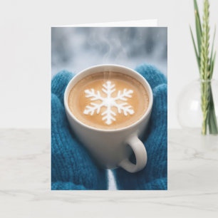 Geburtstagskaffee mit Handschuhen und Schneeflocke Karte