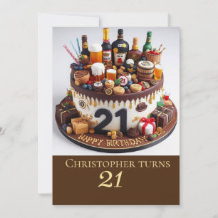 GEBURTSTAGSKAKE, 21. FEIERUNG EINLADUNG