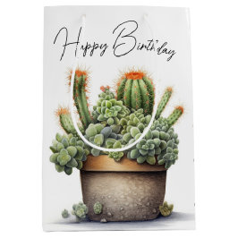 Geburtstagskakti-Pflanze in Pot Mittlere Geschenktüte