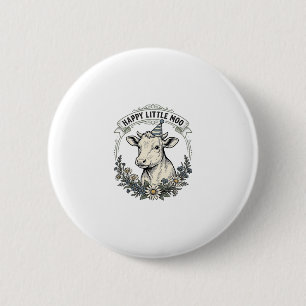 Geburtstagskalb-Illustration Vintage-Stich Flora Button